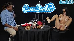 Sexy Petite Milf Pours Flaming Hot Sauce on Pussy Lips in BBC Challenge Parody