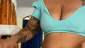 Young woman does live in short clothes.