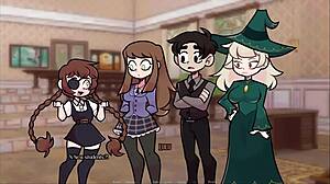 maeve explores public academy in outdoor cartoon adventure