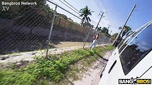 i'm on a vacation rolling around on wheels with shaved brunette giving blowjob