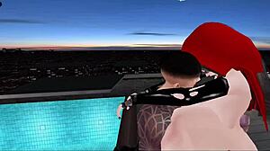 unexpected encounter with busty little red riding hood in rough setting