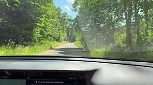 Curvy amateur teen flashes big ass outdoors then rides bent over in doggystyle quickie