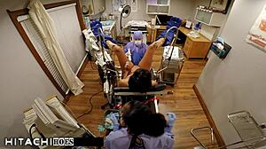 Freshman gets mandatory hitachi orgasm from nurse Jackie Banes in hospital with anal fingering spreading toys close up!