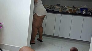 Why are you masturbating while watching my stepmom's big ass in the kitchen?