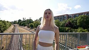 First anal for big clit blonde Vivian Lola at German scout pickup casting!