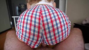 Convinced Step Sister Into Wet Pov Sex With Doggystyle And Cowgirl Riding In Tight Shorts, Ending In Juicy Creampie For Curvy Babe