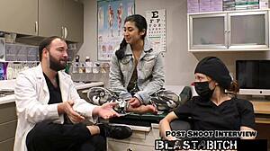 jasmine rose's shaved pussy and face get dominated with latex gloves in close-up cum blast