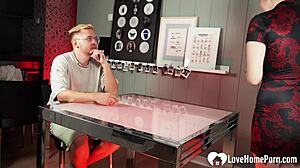 restaurant babe gets banged rough on dining table in doggystyle