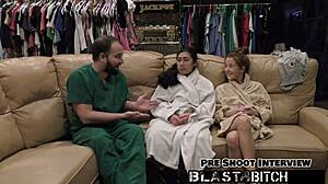 jasmine rose's shaved pussy and face get dominated with latex gloves in close-up cum blast