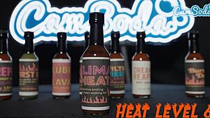 Sexy Petite Milf Pours Flaming Hot Sauce on Pussy Lips in BBC Challenge Parody