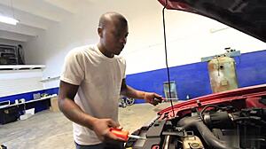 Blonde turns to BBC mechanic for intense autobill fuck relief