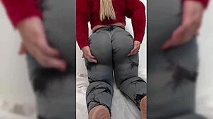 Stepmom milf intensely cleans house bouncing her huge ass in tight yoga pants
