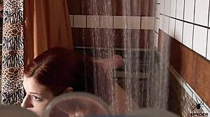 Spy Cam Captures Scarlett Mae in Shower Showing Naked Tits and Ass. Redhead Teases with Tight Natural Body in Bathroom.