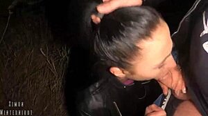 stuffed a young cocksuckers mouth full of cock outdoors