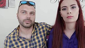 i watch my redheaded wife scyley jam get fucked and creampied by another guy. her pussy fills with cum as cuckold husband stares.