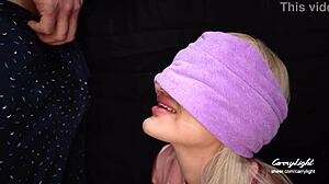 Step son tricked step mom with taste game leading to unexpected cum in mouth. Full mouthful of sperm filled her.