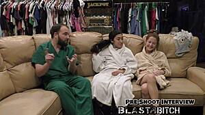 jasmine rose's shaved pussy and face get dominated with latex gloves in close-up cum blast