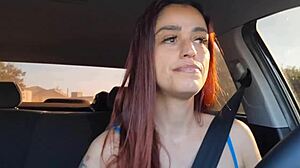 Naughty App Driver Spots Perverted Passenger Jerking Off In Back! She Helps Him Masturbate And Fucks Him Wildly On Rear Seat!