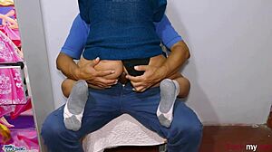 Cute anal cowgirl contrasts huge dildo in tiny hole leading to explosive orgasm