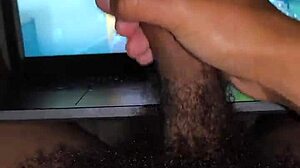 Masturbating solo to intense face fucking scene where he pounds her hard