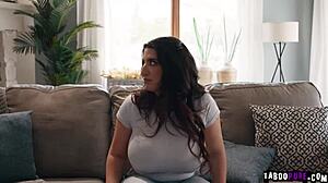 Charles Dera convinces shaved brunette teen 18+ to claim she made up the story. Sarah Arabic agrees after rough doggystyle sex with big cock monster spanking and face fucking.