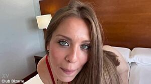 Rubi Storm with blue eyes takes on brutal deepthroat in backstage session