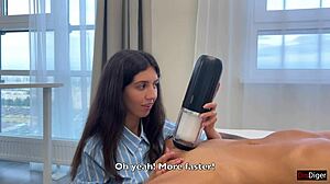 Amateur Babe Gets Powerful Cumshot from Svakom Alex Neo 2 Toy in Outdoor Handjob Jerking