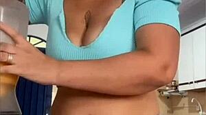 Young woman does live in short clothes.