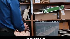 tiny 18+ blonde shoplifter alina west caught and agrees to fuck loss prevention officer to avoid police