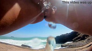 hey peeing and sex on the beach with this skinny latina teen riding big cock cowgirl style part 1