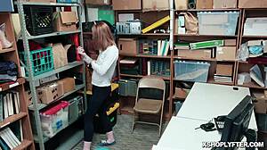 Lp officer rams shoplyfter katy kiss's pierced small tits pussy with big cock in office doggystyle