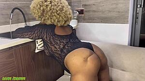 Oh Wow Step Father Pounds Me in Kitchen with His Big Black Cock While Water Runs Wet and Tight!