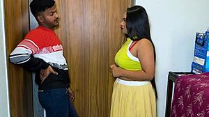 Oh, boyfriend came over to girl's house to meet her, but things got sexy with her big tits and ass... wait, I mean, we ended up close, ya know?