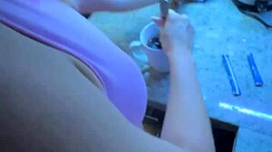 Sexy Alice Giving Blowjob To Her Boyfriend In Kitchen And Took Huge Cumload In Mouth