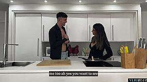big ass latina milf colombiana gets roughly fucked by her boyfriend's friend in his kitchen dorm house