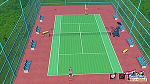 in this hentai episode lina and zheng get into wild 3some action with big tits anal and squirting creampie. the curvy monsters dominate in cartoon fetish outfits during the tennis angels ex game.