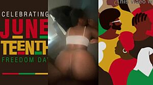 got some tight black pussy from a petite ebony nympho with small tits riding big black cock for juneteenth celebration