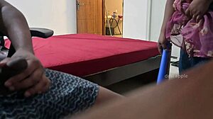 Oh gosh, dick flashing to maid Poornima while she cleans, handjob follows in Indian home setting