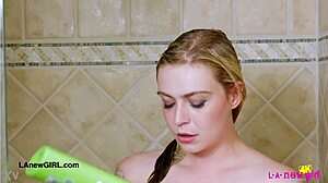 hey, this radiant teen 18+ blonde just took a refreshing shower after her photoshoot