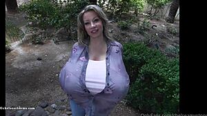 i love showing off my huge fake tits in chelsea charms one button style