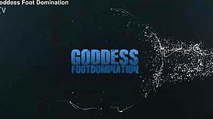 Roxanne caged as stocking slave in femdom footjob and bdsm trailer!