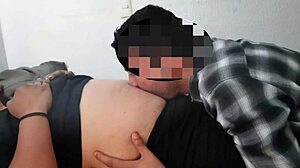 Milf girl enjoys belly button licking session