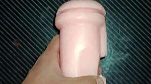 quick blowjob then sex filling her entrance with creamy cum on desk