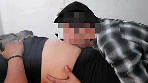 Milf girl enjoys belly button licking session