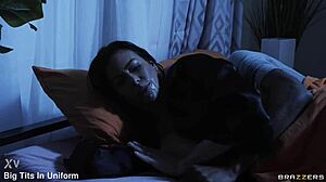 Alexis Fawx gets deepthroat and pussy licking in garage from husband. She's in leather boots while he does face fucking and handjob.