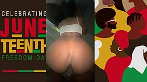 got some tight black pussy from a petite ebony nympho with small tits riding big black cock for juneteenth celebration