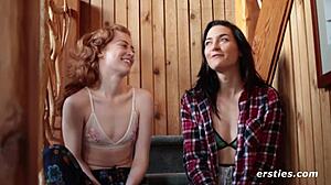 Ersties Hot Amateur Lesbians Enjoy Sexy Bath Together with Shaved Pussy and Small Tits