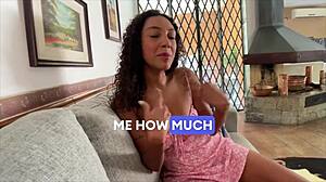 hot brunette latina with natural tits offers deep rimjob and sloppy blowjob