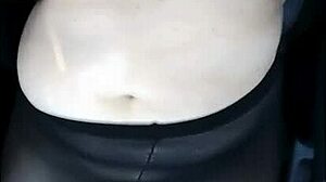 Hey, this hot stepmom gets so horny she flashes her big tits and ass in public while the car is moving!