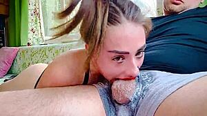 Sloppy throat fuck with balls deep facefucking